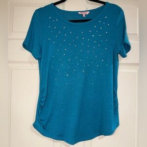 Women’s Juicy Couture Blue Studded Short Sleeve Shirt